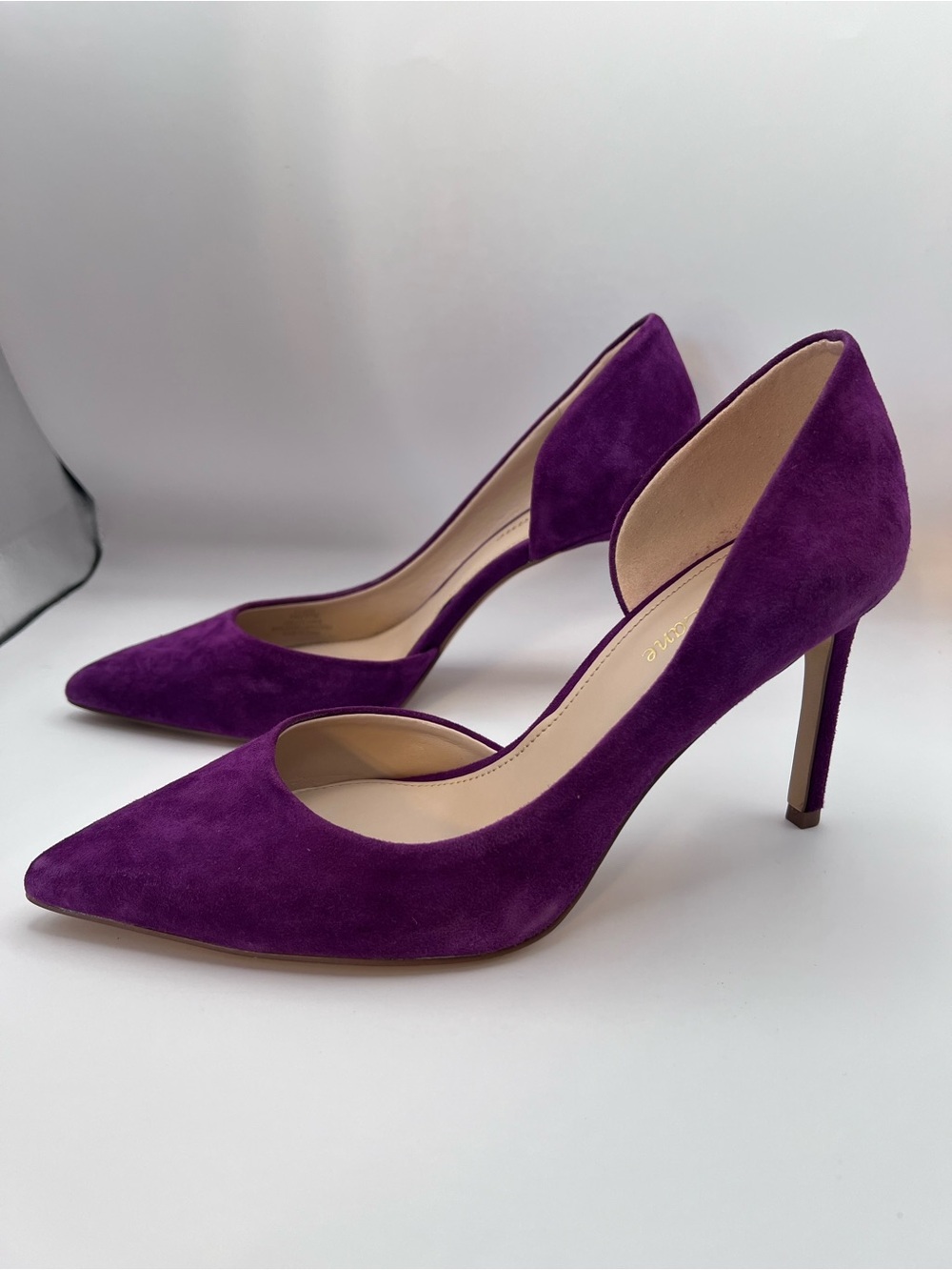 Magenta Suede Pointed-Toe Stiletto Pumps - Picture 2 of 10